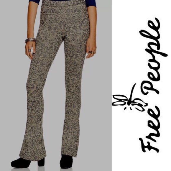 Free People Pants - Free People Metallic Reverse Damask Flare Pants